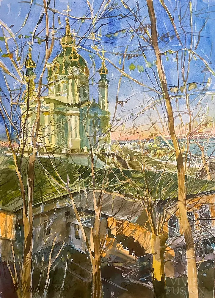 Картина «Андріївська крізь дерева. Весна»