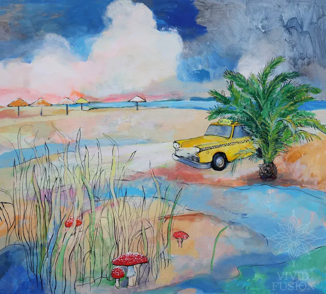 Картина «Сhecker. Mushrooms. Beach»