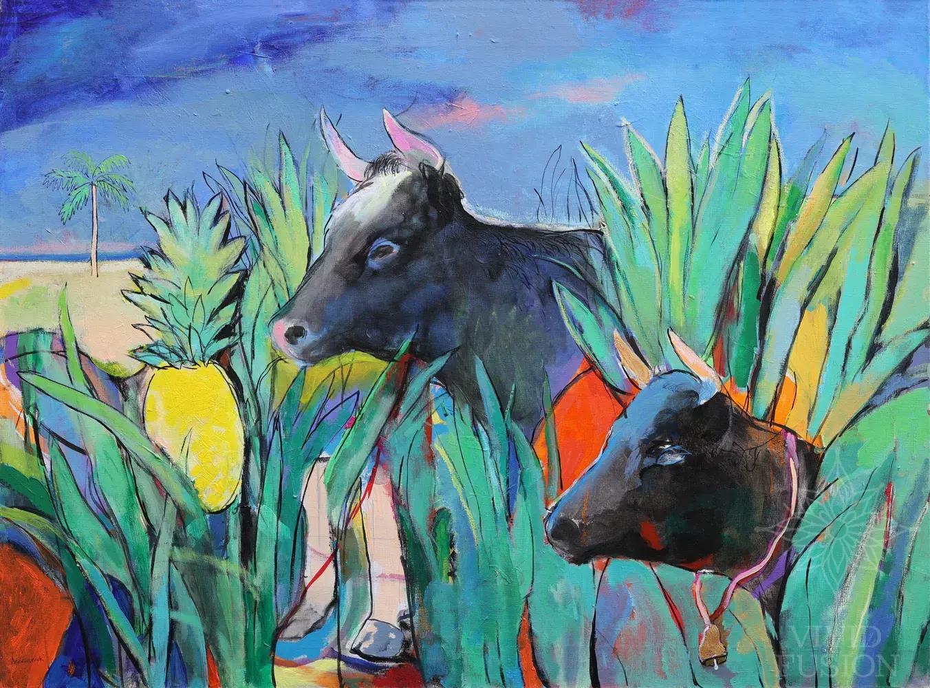 Картина «Cows looking for pineapples»