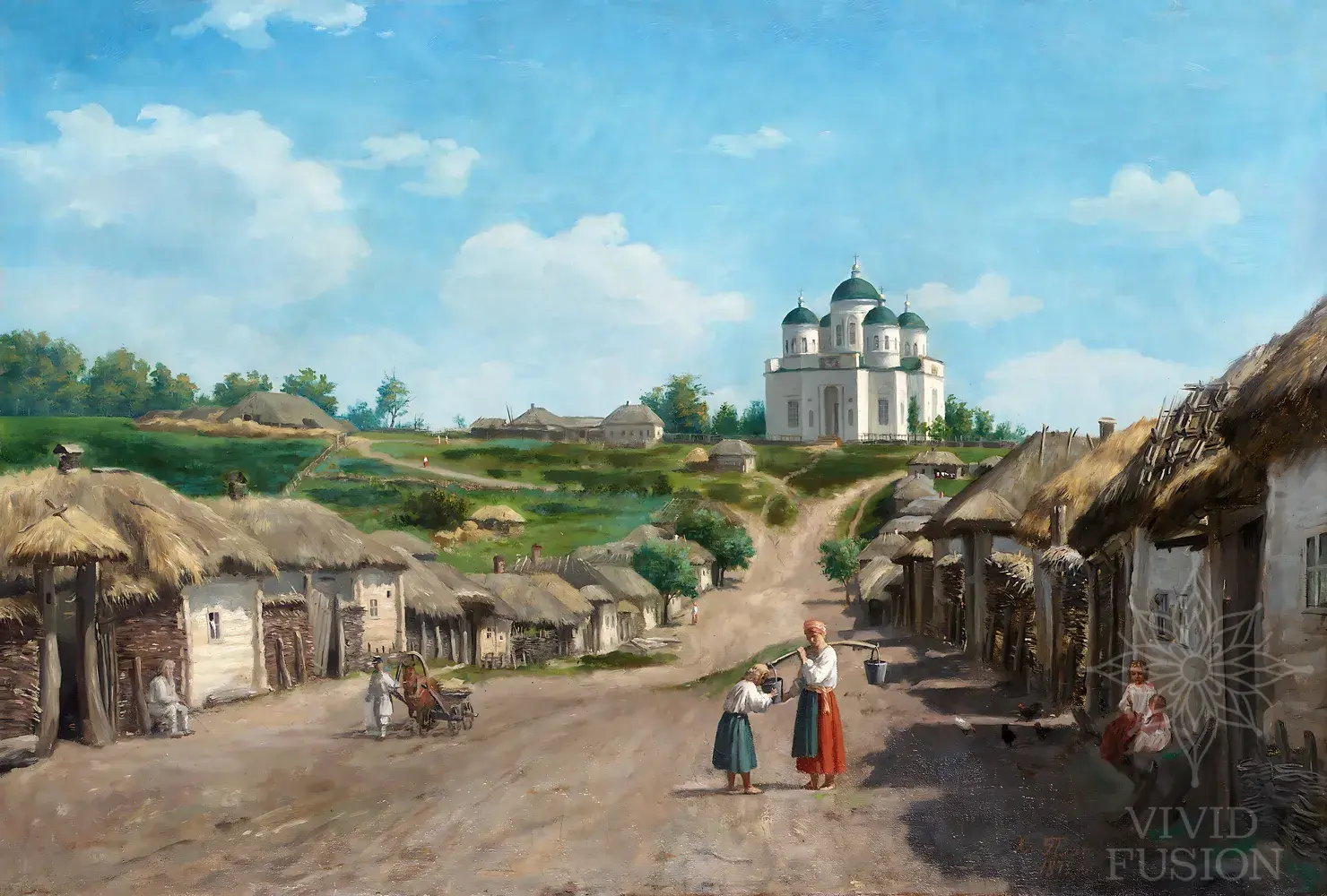 Картина «Сільський краєвид із церквою»