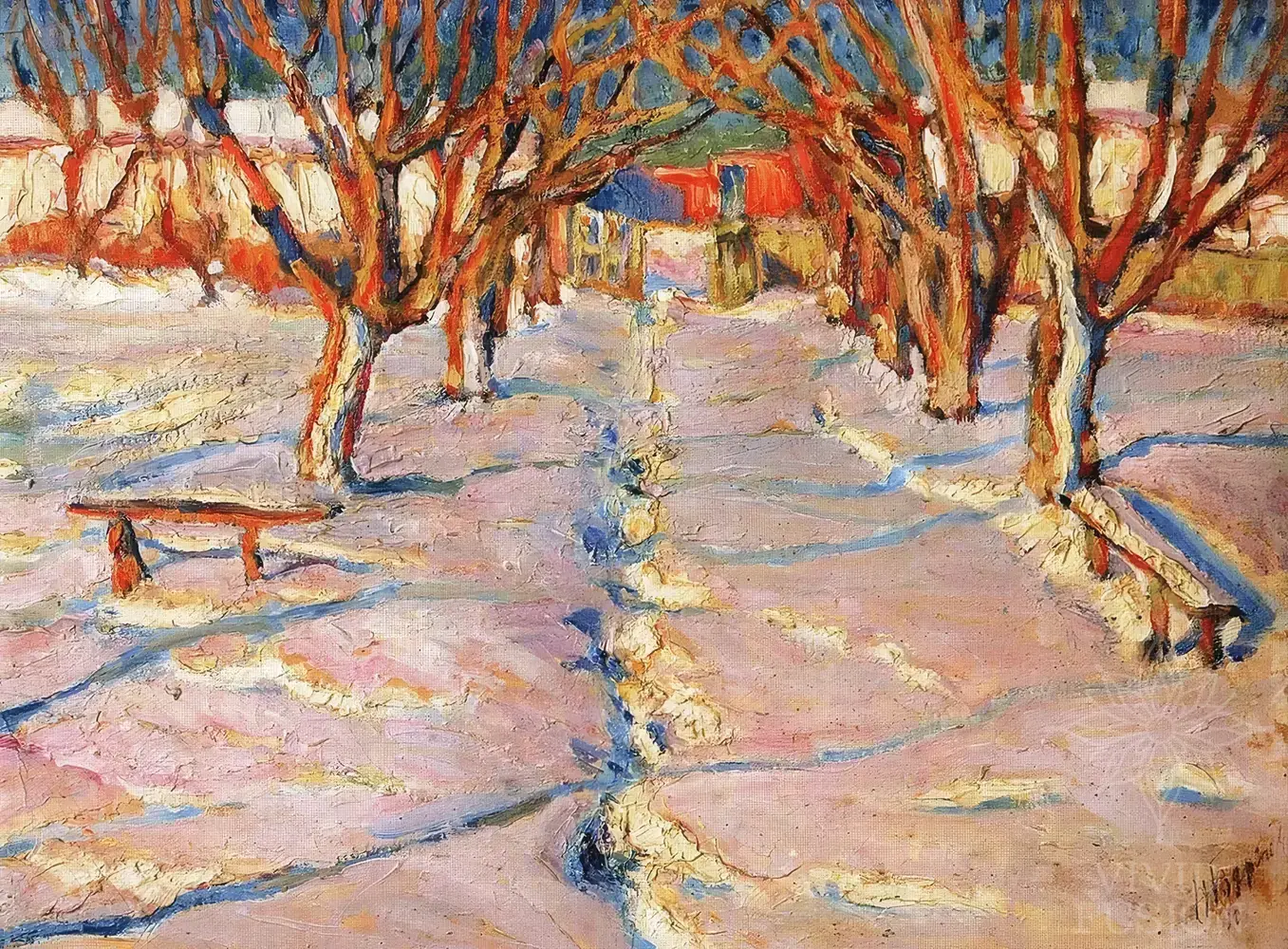 Картина «Зима. Алея у саду»