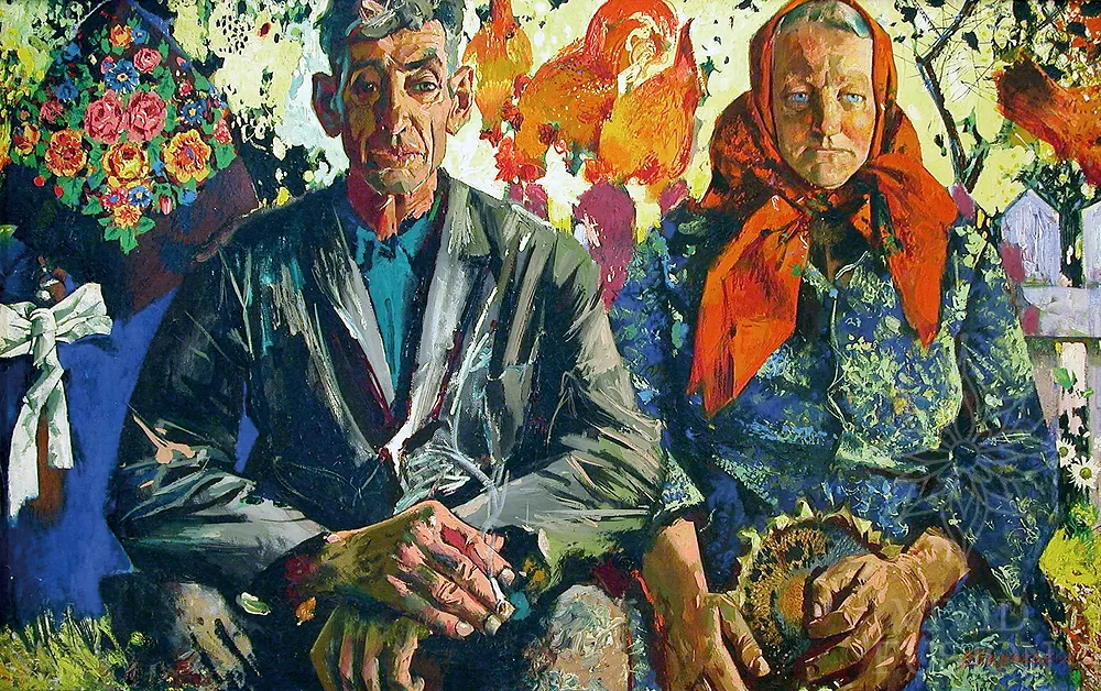 Картина «Доярка Л. Чубок та їздовий І. Сиско»