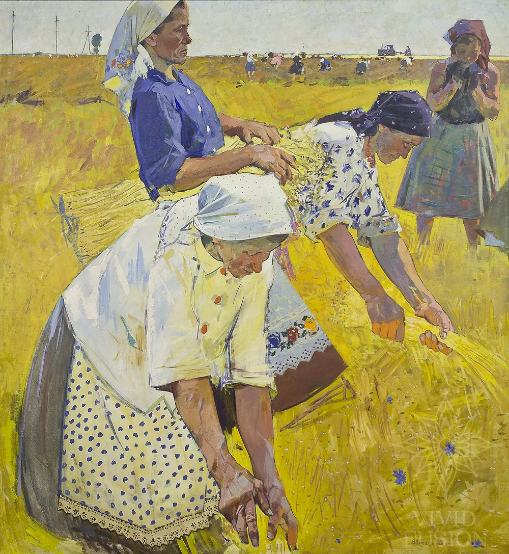 Картина «Збирання льону. Портрет ланкової П. Сироватко»