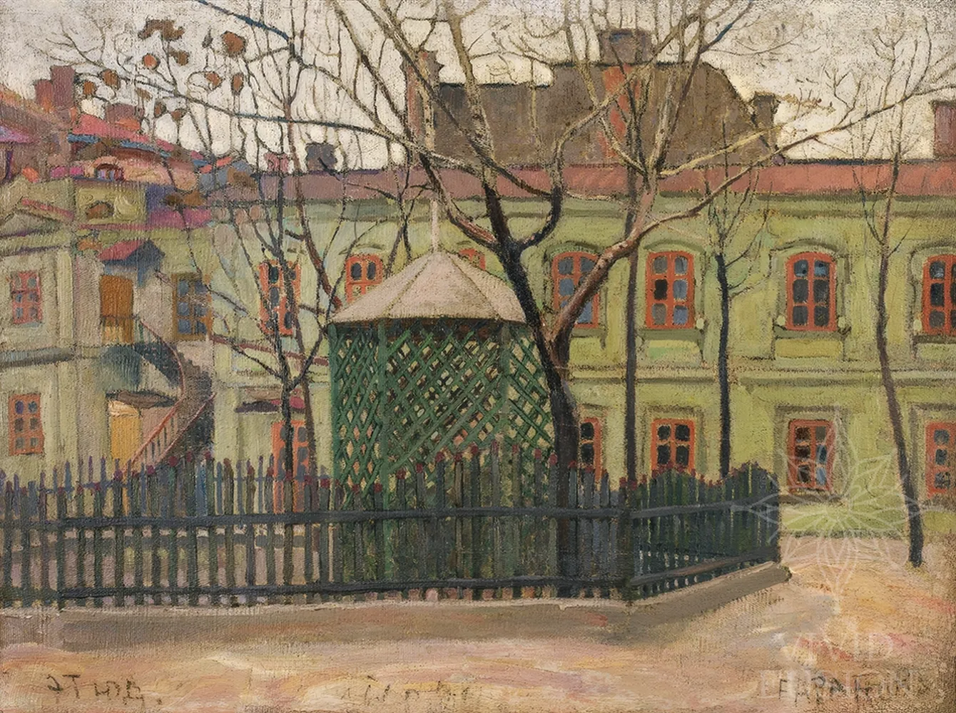Картина «Зелений будинок на площі»